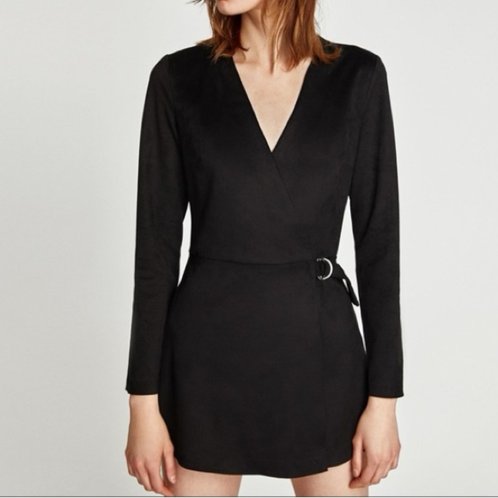 NWOT ZARA Faux Suede Skort Wrap Dress